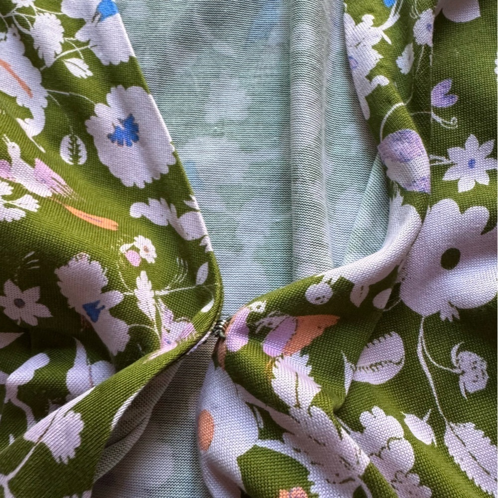 Diane von Furstenberg Gala Silk Jersey Mini Wrap Dress green pink large - Picture 16 of 16